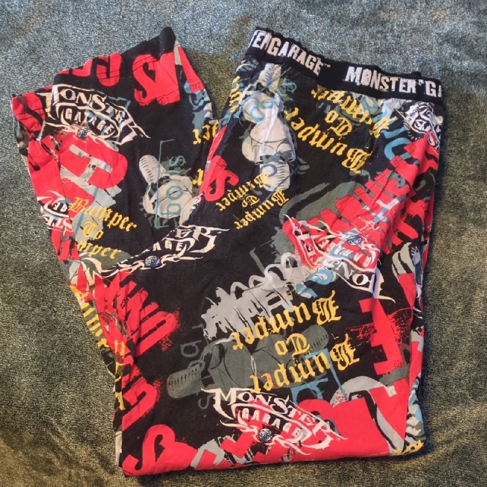 Monster Garage Men's Black Graphic Lounge Pajama Pants